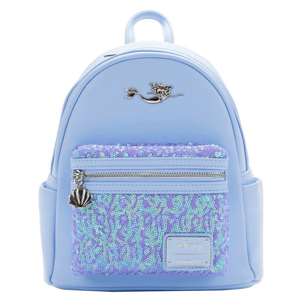 Loungefly Disney Little Mermaid Ariel Purple Lavender Pastel Sequins Mini Backpa